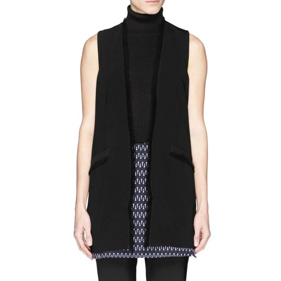 Elizabeth and James Hannover Frayed Edge Long Vest /Small / Black Career - Picture 1 of 12